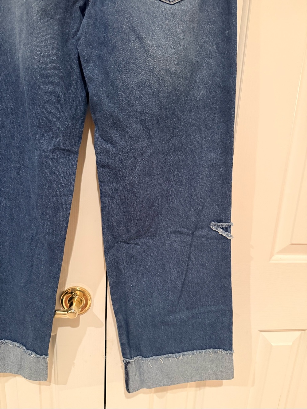 Ashley Mason Dark Blue Straight-Leg Jeans with Frayed Star Appliqués - Picture 9 of 11
